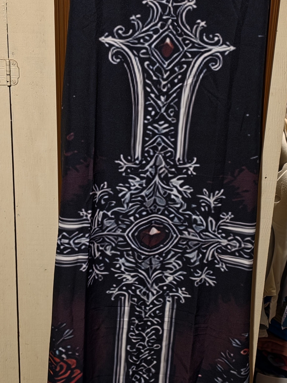 Black Gothic Print Maxi Skirt - Unbranded